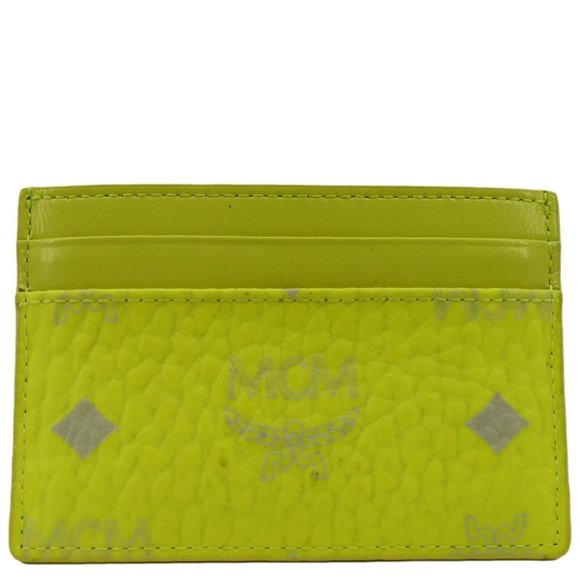 MCMVisetos Coated Canvas Card Case Wallet Neon Yellow